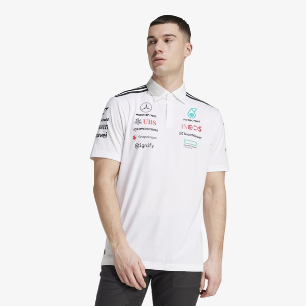 Polo officiel Mercedes-AMG Petronas F1 2025 – Blanc